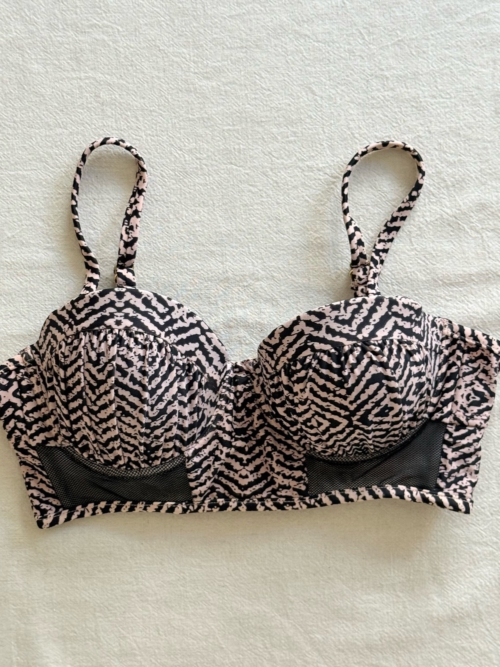 Xhilaration Balconette Swim Bra Top and Bottom in Pink and Black Zebra Chevron S